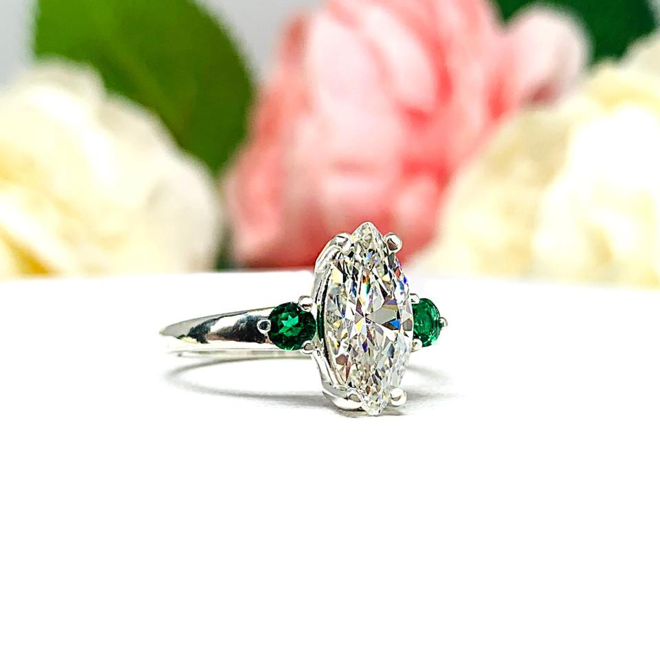 Emerald accent engagement rings hot sale