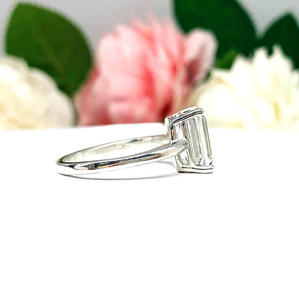 Natural White Topaz Emerald Cut Ring