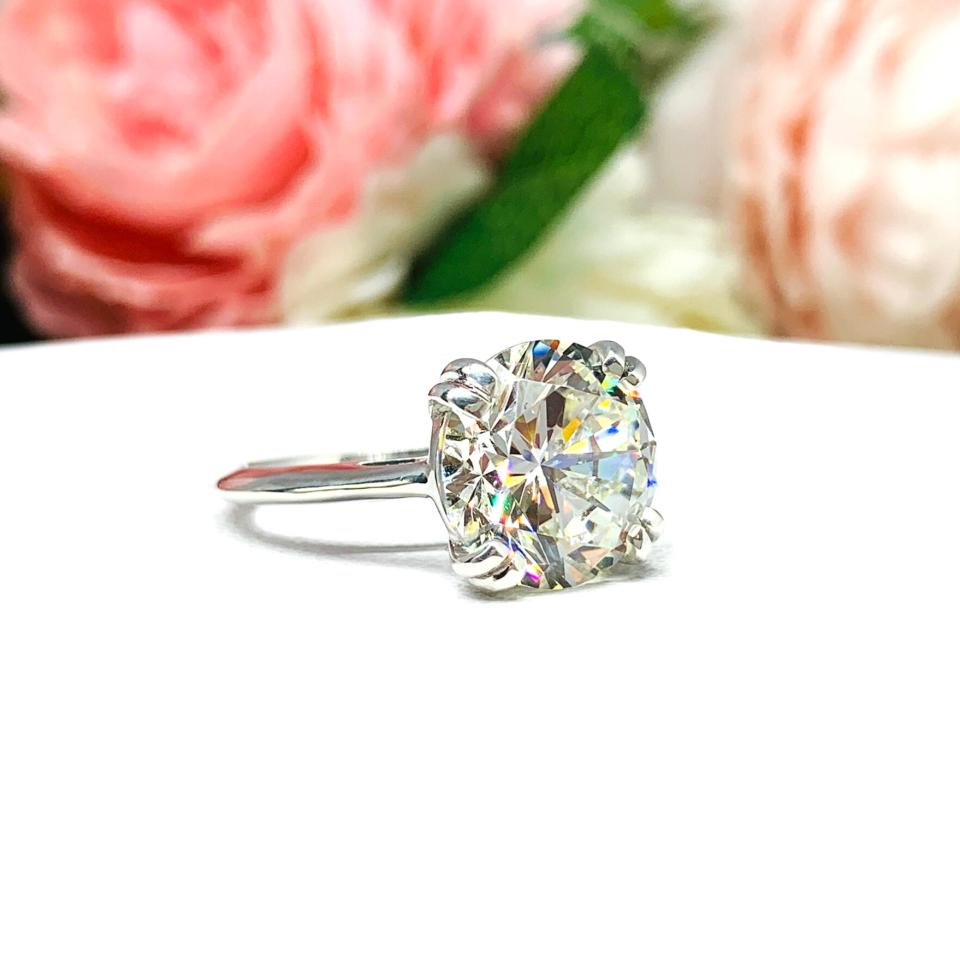 Round Cubic Zirconia Engagement Ring Size 6 – 12mm or 13mm, Near Colorless, Sterling Silver