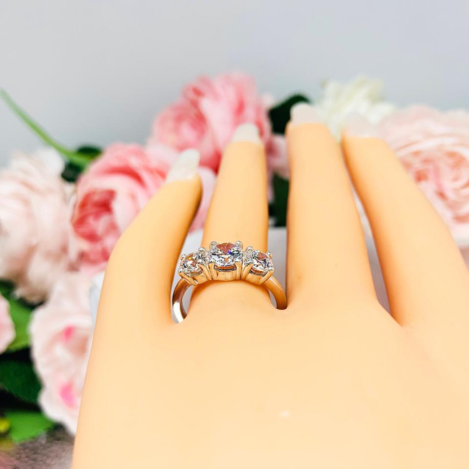 Round 6mm Cubic Zirconia Three Stone Engagement Ring SIZE 7 FINAL SALE