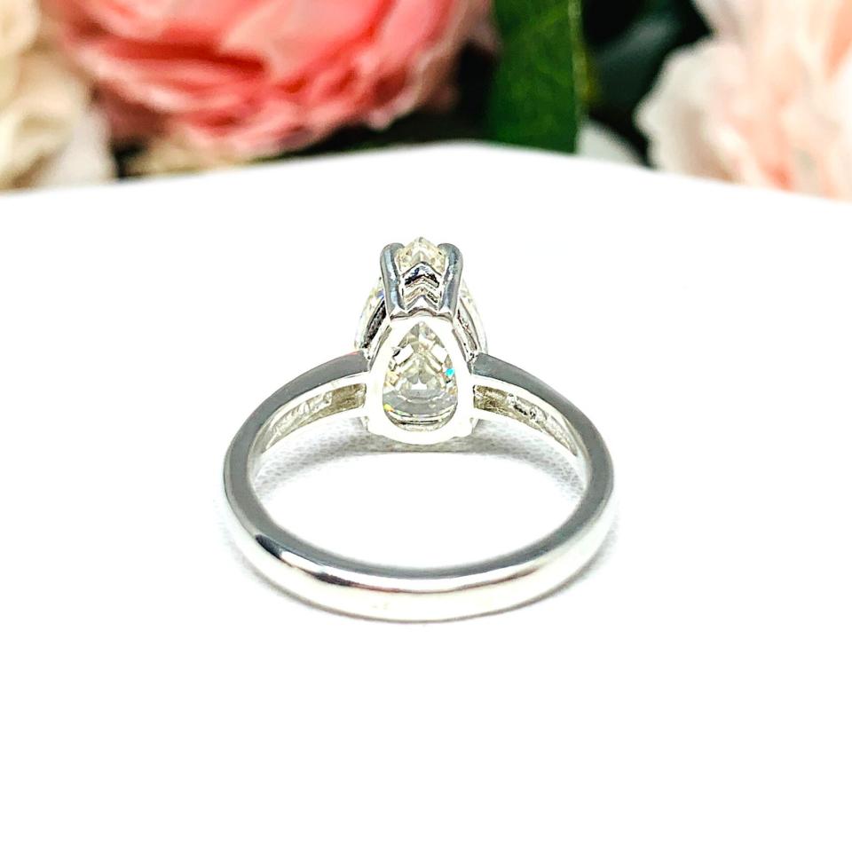 Pear Near Colorless 12x8mm Cubic Zirconia Wide Band Engagement Ring