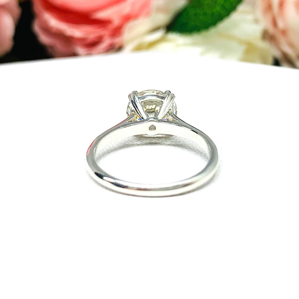 Round 9mm Cubic Zirconia Split Prong Sterling Silver Engagement Ring