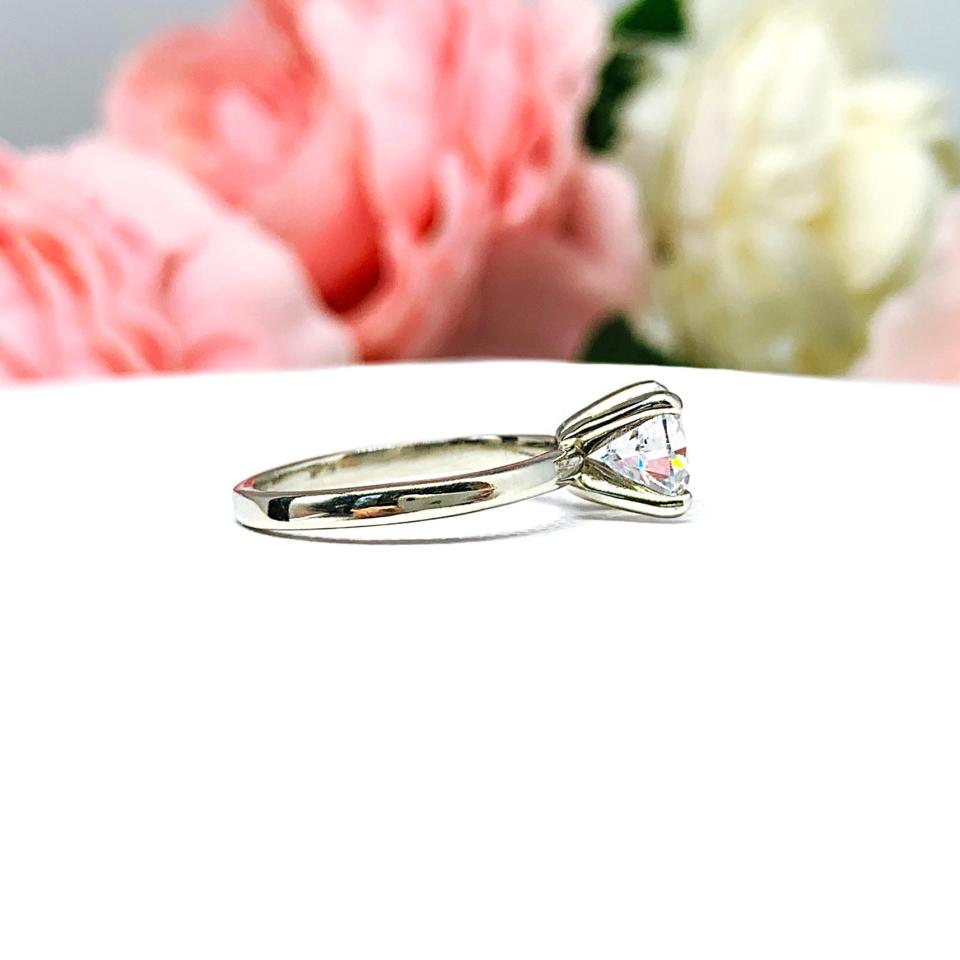 Petite Round Cubic Zirconia Engagement Ring