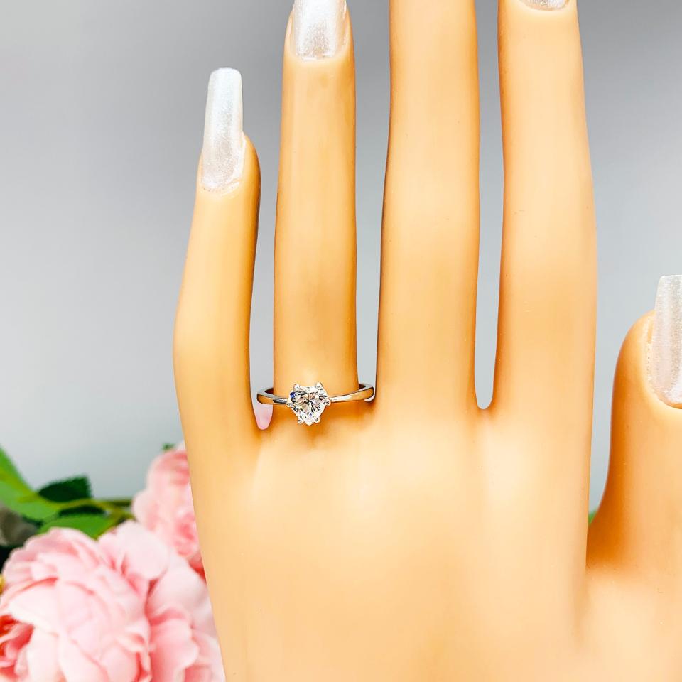 Heart Cubic Zirconia Low Profile Engagement Ring