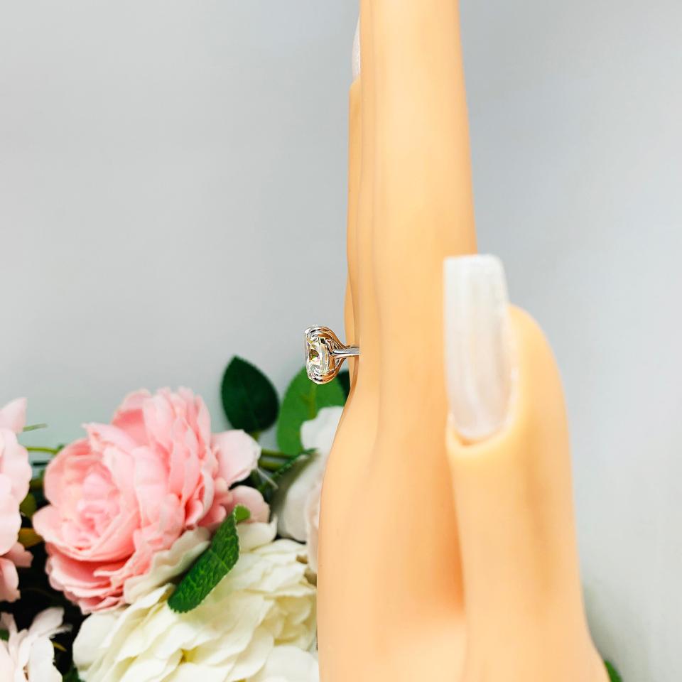 Round Cubic Zirconia Engagement Ring Size 6 – 12mm or 13mm, Near Colorless, Sterling Silver