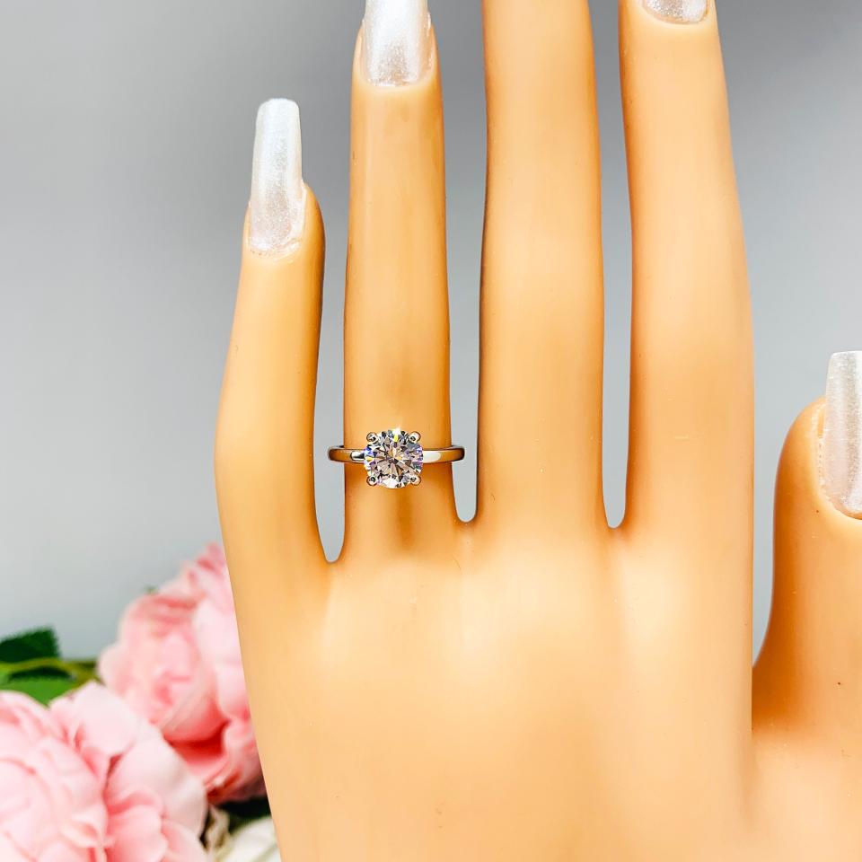 Petite Round Cubic Zirconia Engagement Ring