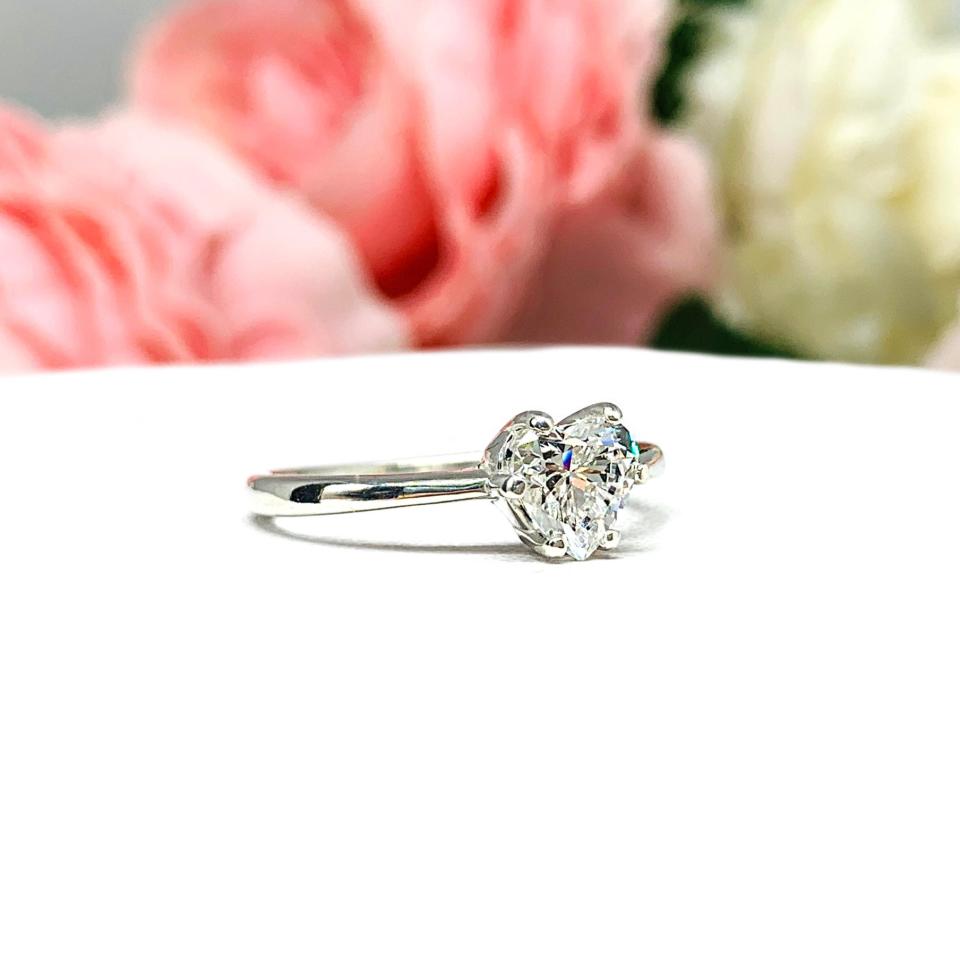 Heart Cubic Zirconia Low Profile Engagement Ring