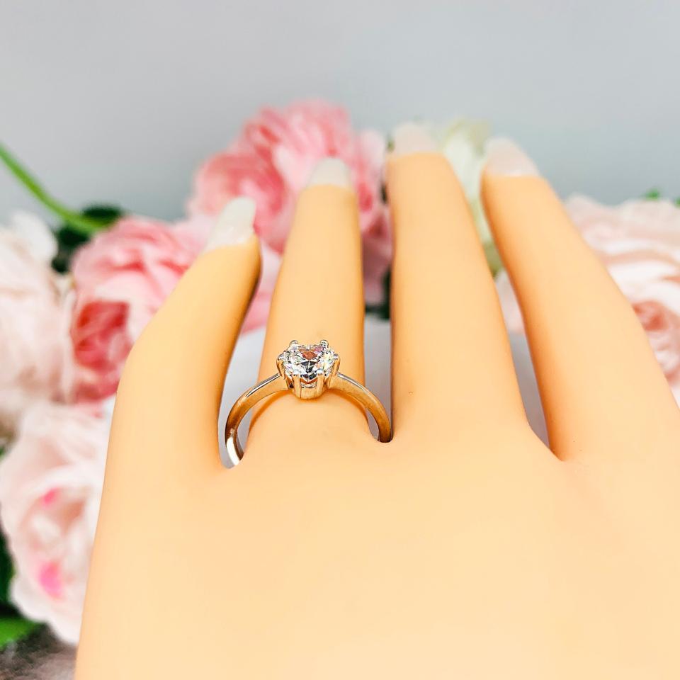 Heart Cubic Zirconia Low Profile Engagement Ring