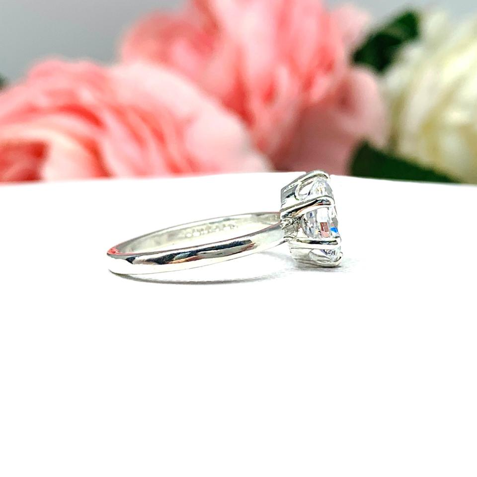 Oval CZ 6 Prong Engagement Ring 7x5mm 3/4 Carat 8x6mm 1.25 Carats