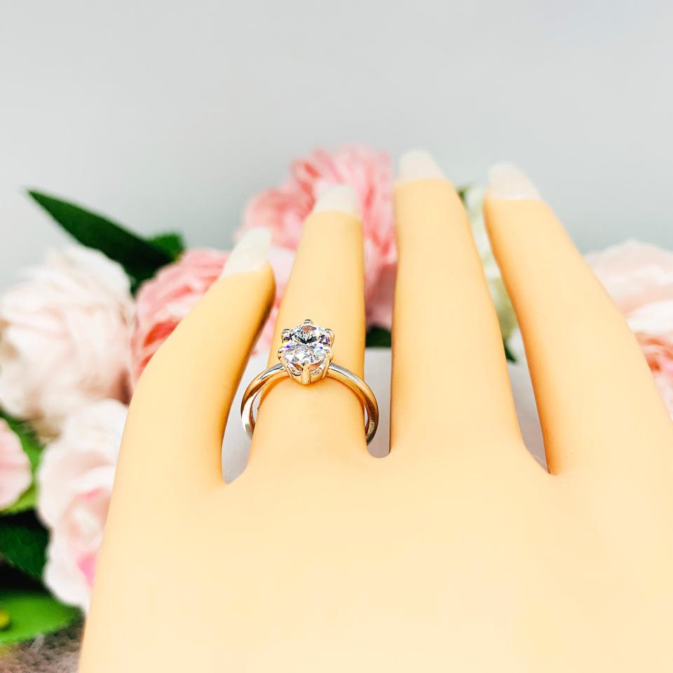 Oval CZ 6 Prong Engagement Ring 7x5mm 3/4 Carat 8x6mm 1.25 Carats