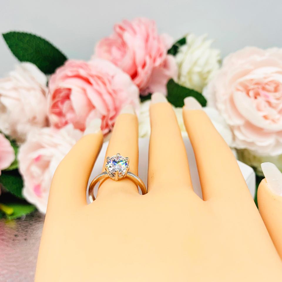 Oval CZ 6 Prong Engagement Ring 9x7mm 2 Carats 10x8mm 2.5 Carats