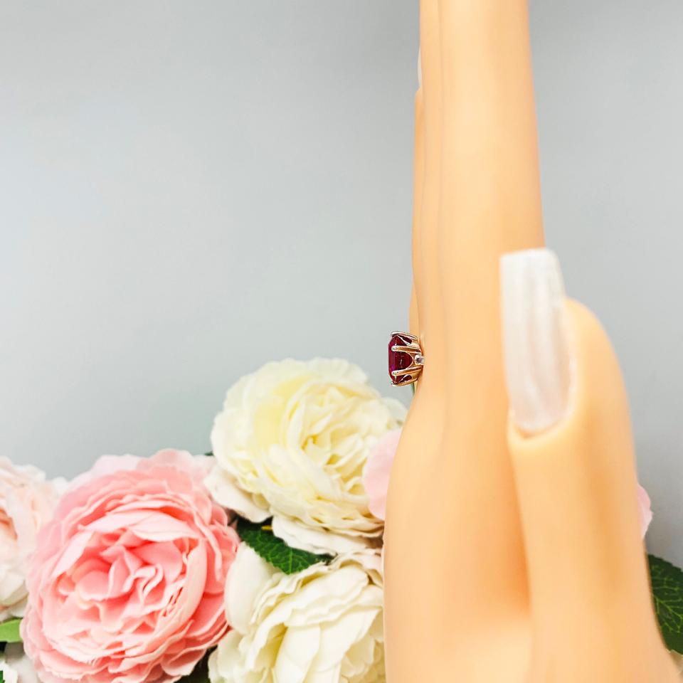 Lab Created Ruby Oval Six Prong Ring Sterling Silver
