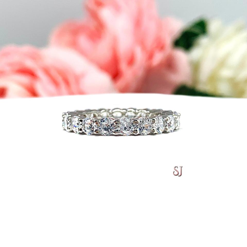 Round 3mm Cubic Zirconia Eternity Wedding Band SIZE 6 FINAL SALE