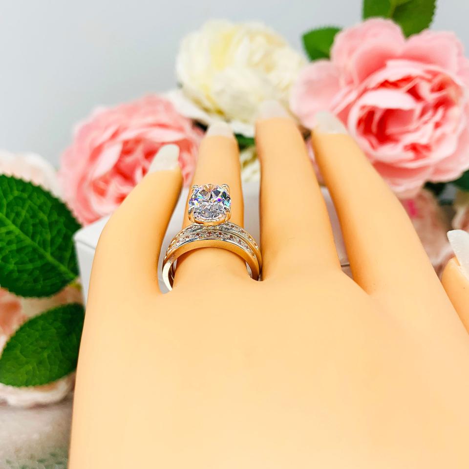 Oval-Cut CZ Channel-Set Engagement Ring • 12x8mm, Sterling Silver, Size 6