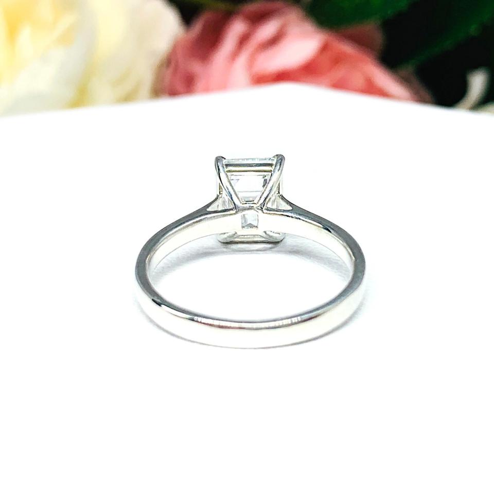 Emerald-Cut CZ Engagement Ring • 10x8mm, Sterling Silver, Size 4.75