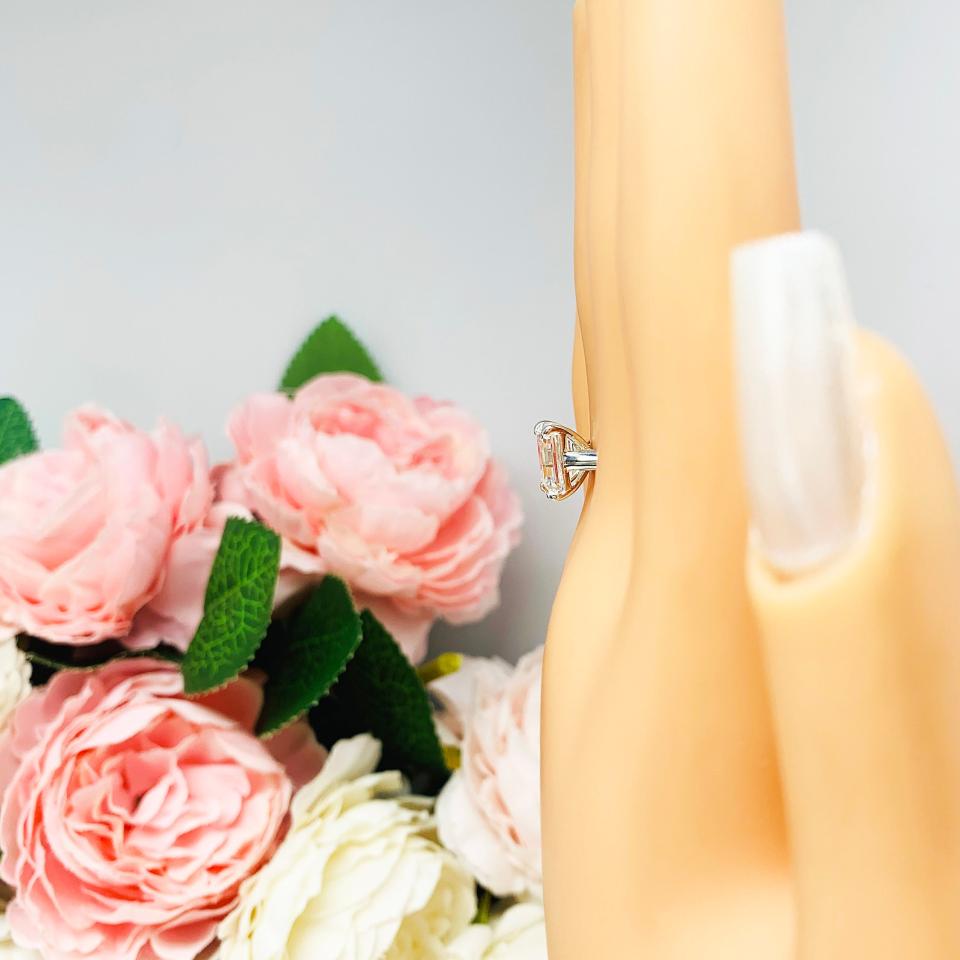 Emerald-Cut CZ Engagement Ring • 10x8mm, Sterling Silver, Size 4.75