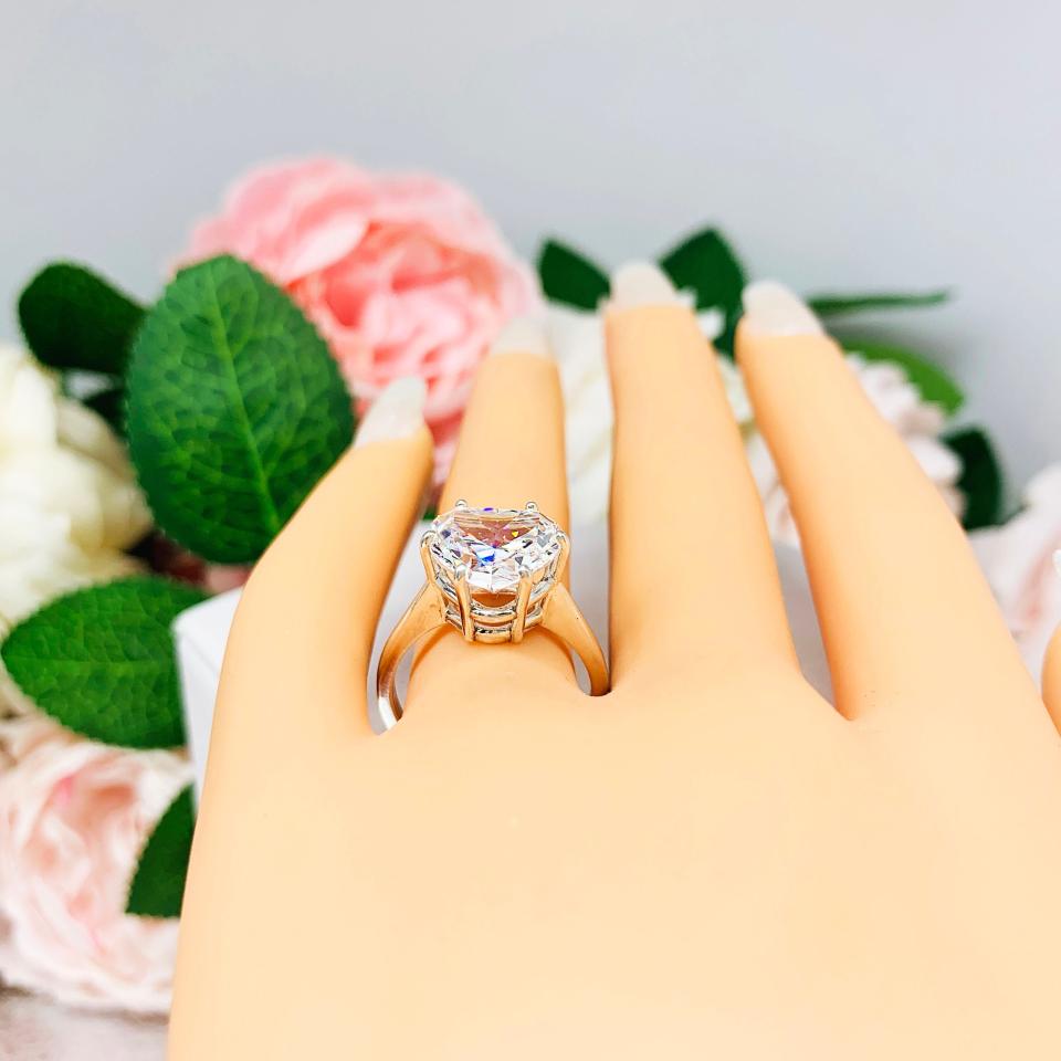 Heart Cubic Zirconia Six Prong Cathedral Engagement Ring