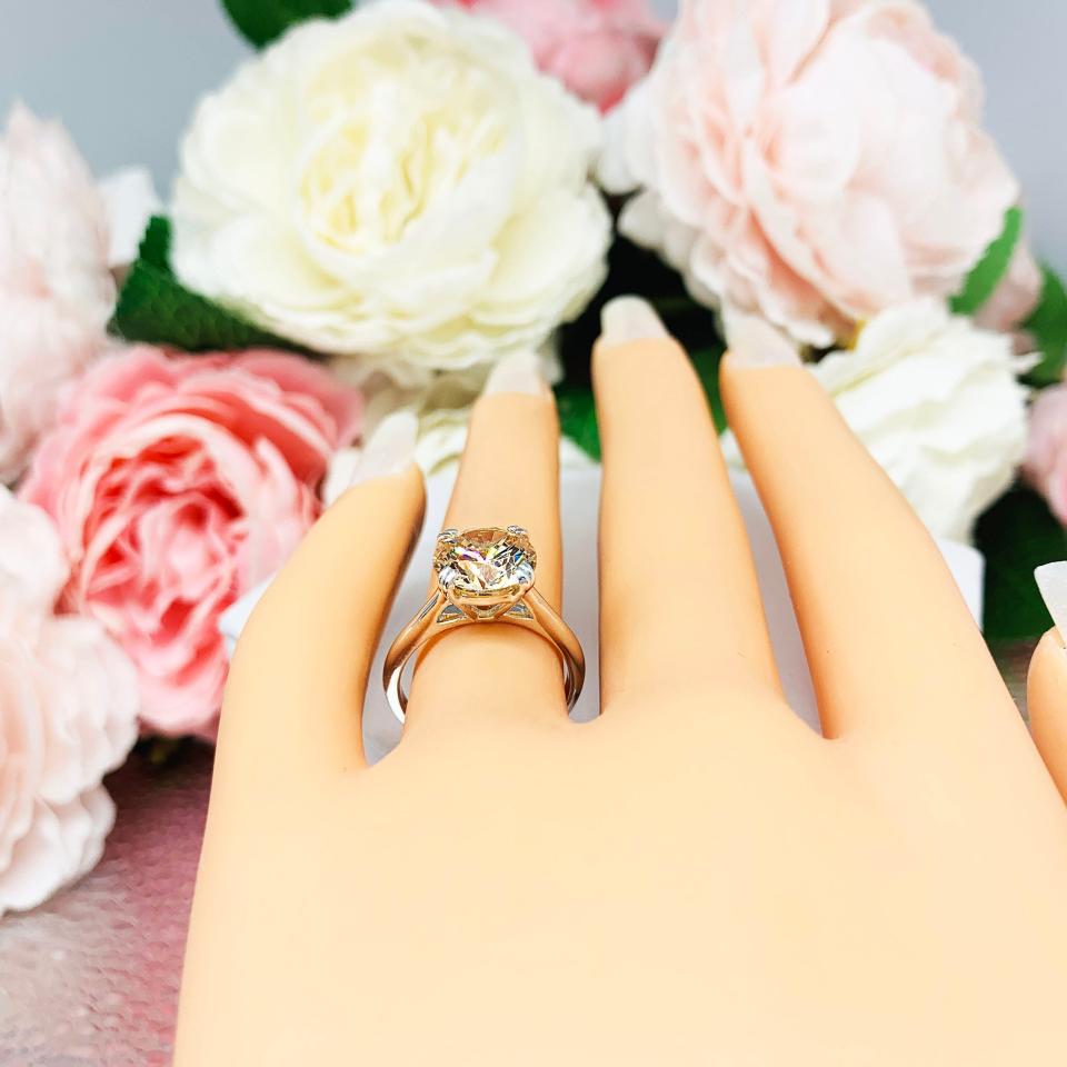 Round Champagne 9mm Cubic Zirconia Engagement Ring