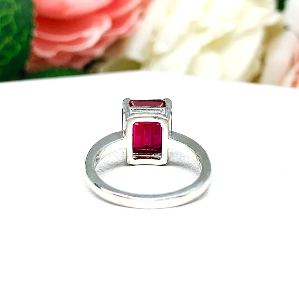 Lab Ruby 10x8mm Emerald Cut Ring