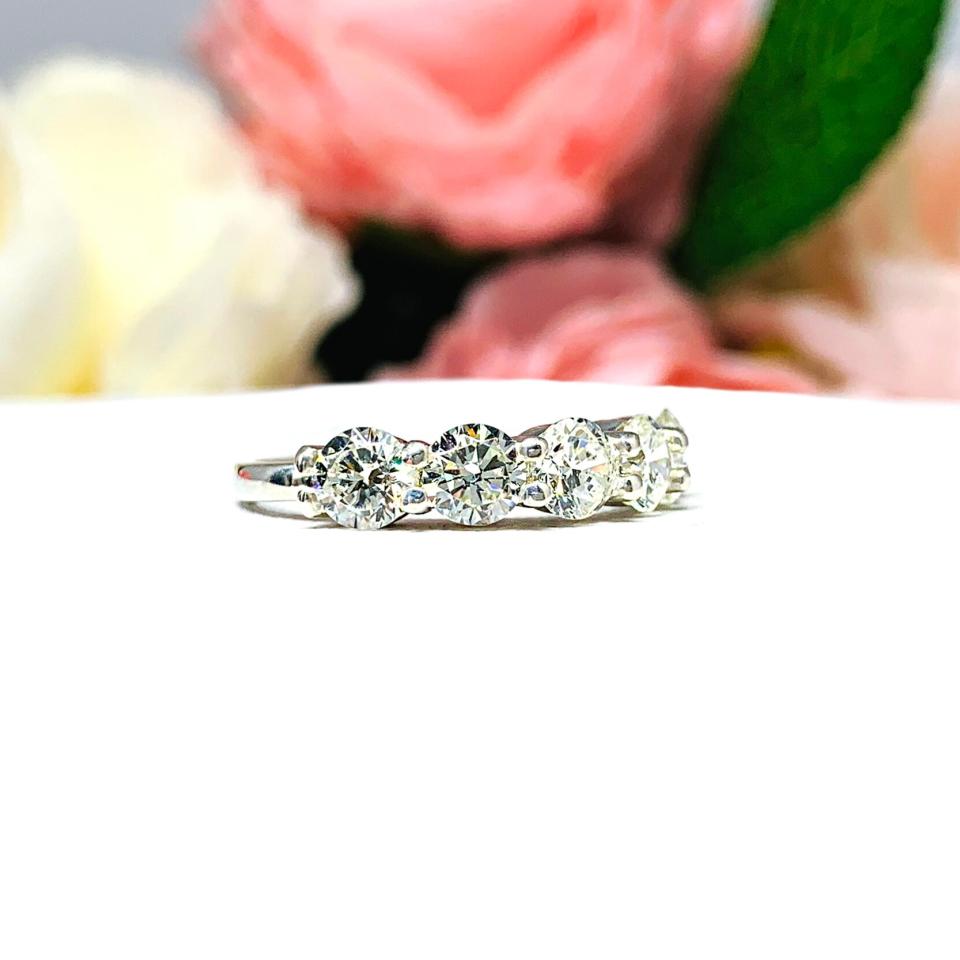 Round Near Colorless CZ Five Stone Ring 4.5mm Floating SIZES 6.5 AND 8 FINAL SALE
