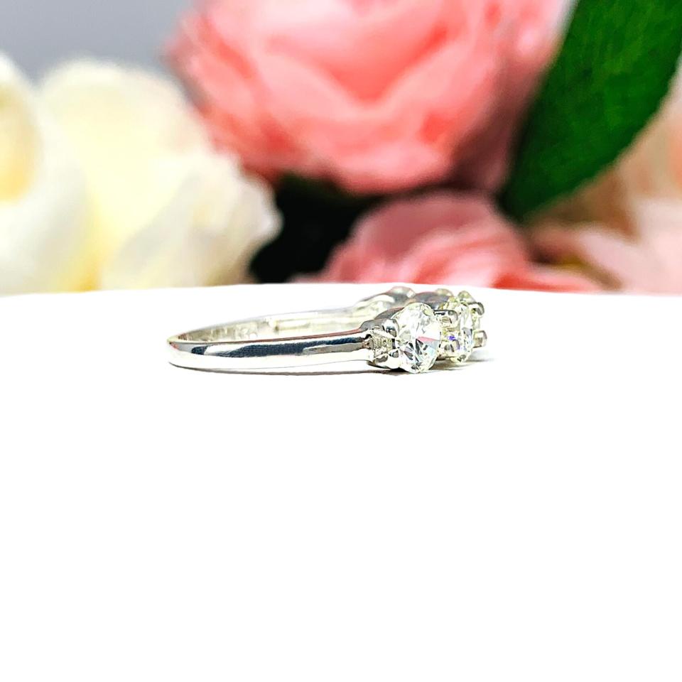Round Near Colorless CZ Five Stone Ring 4.5mm Floating SIZES 6.5 AND 8 FINAL SALE