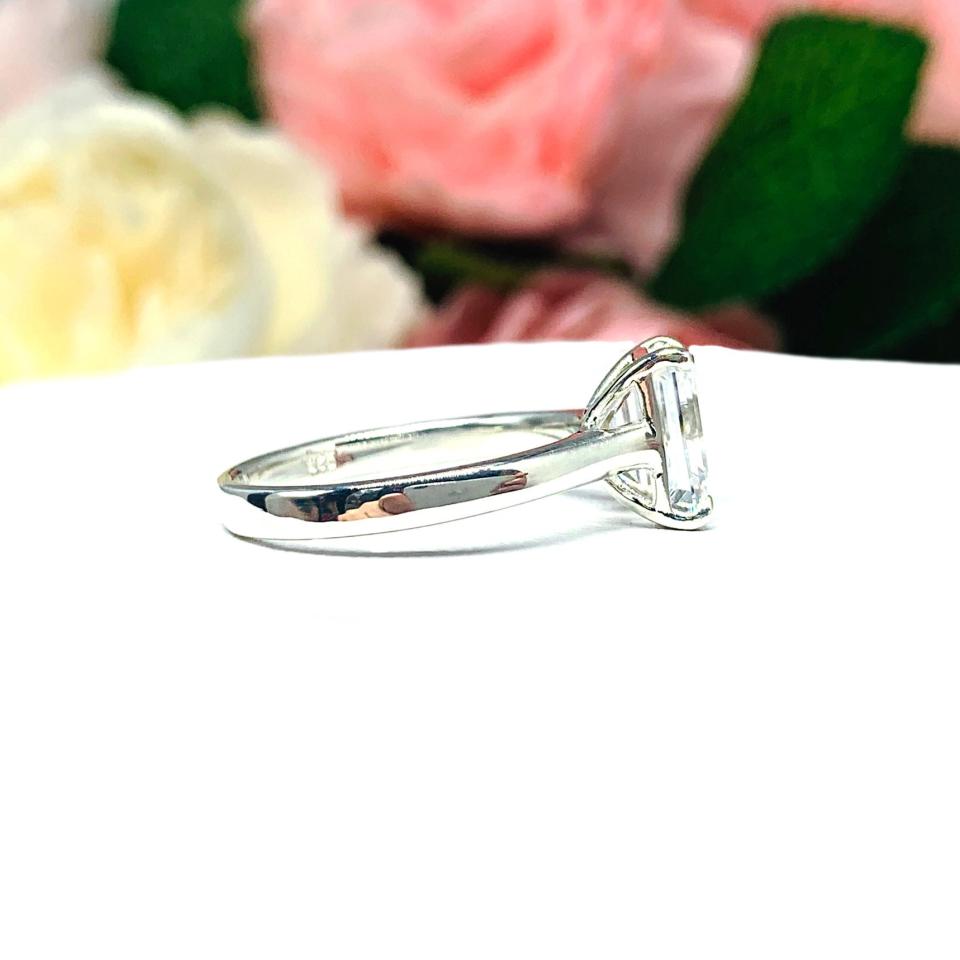 Emerald-Cut CZ Engagement Ring • 10x8mm, Sterling Silver, Size 4.75