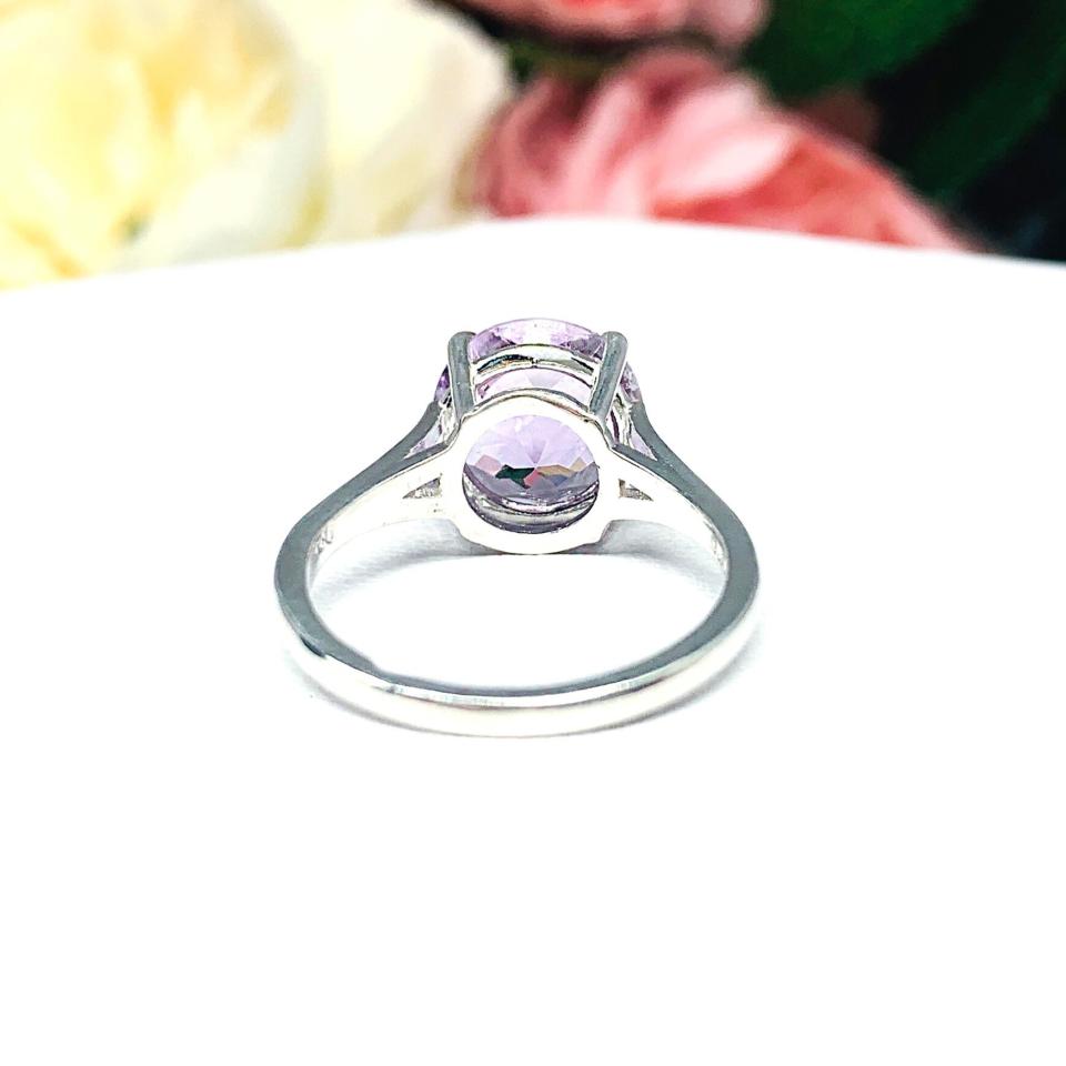Genuine Lavender Amethyst Round Ring