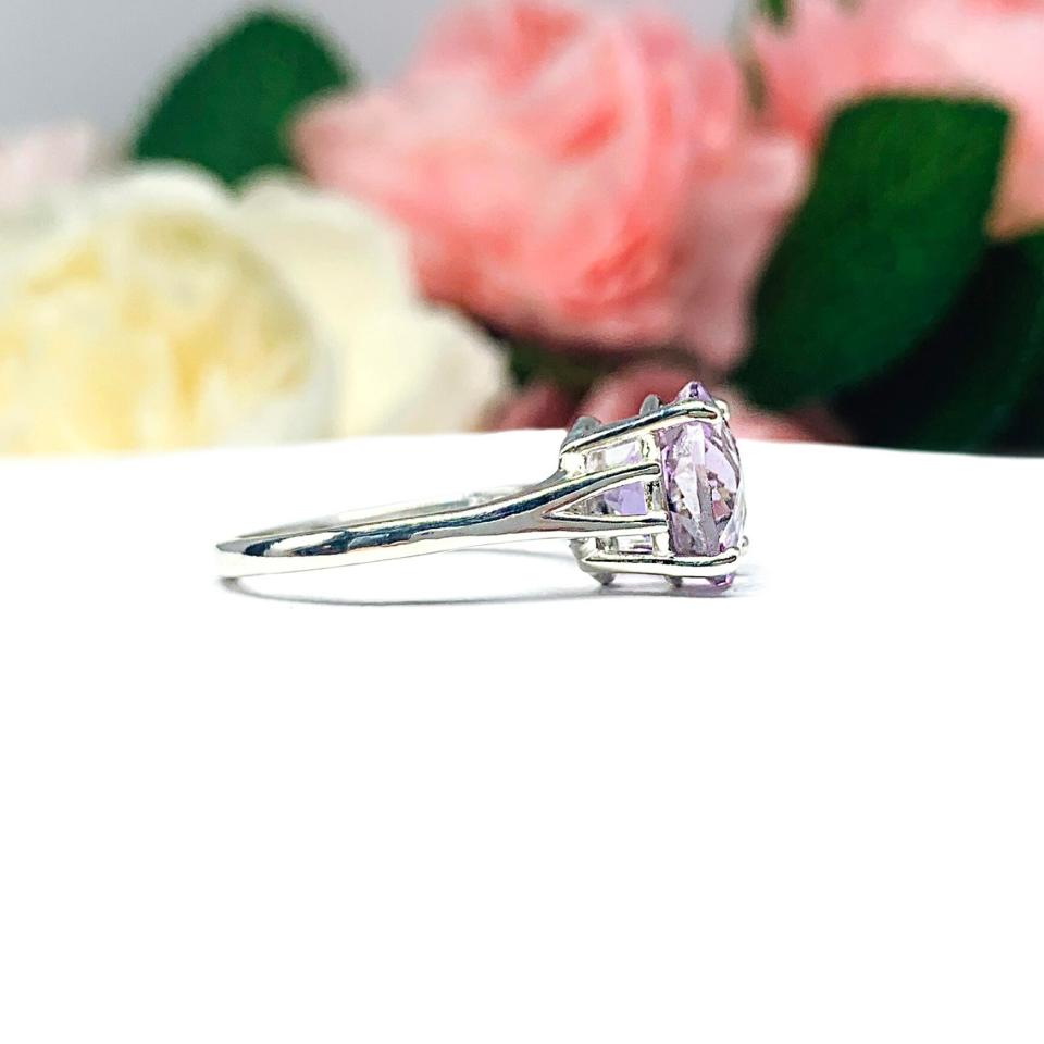 Genuine Lavender Amethyst Round Ring