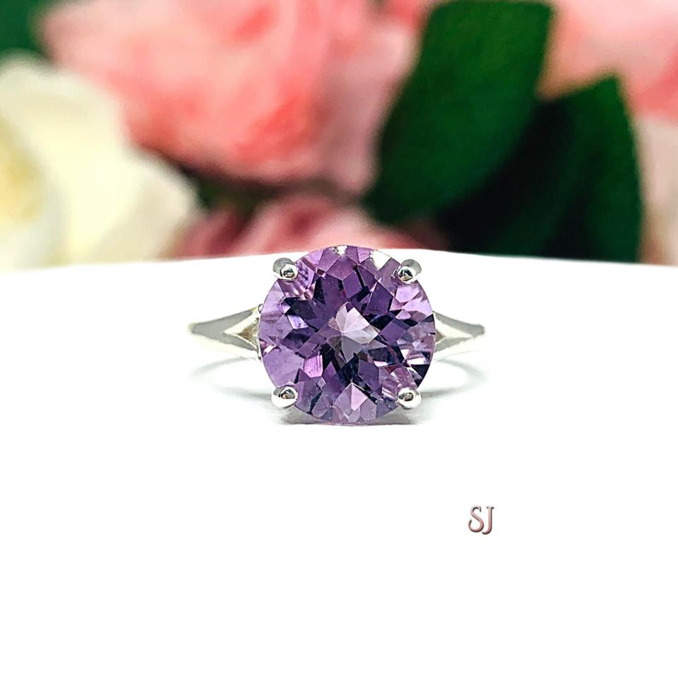 Genuine Lavender Amethyst Round Ring