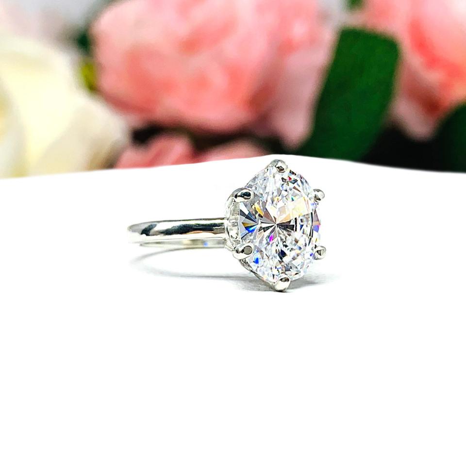 Oval Cubic Zirconia 10x8mm 6 Prong Engagement Ring