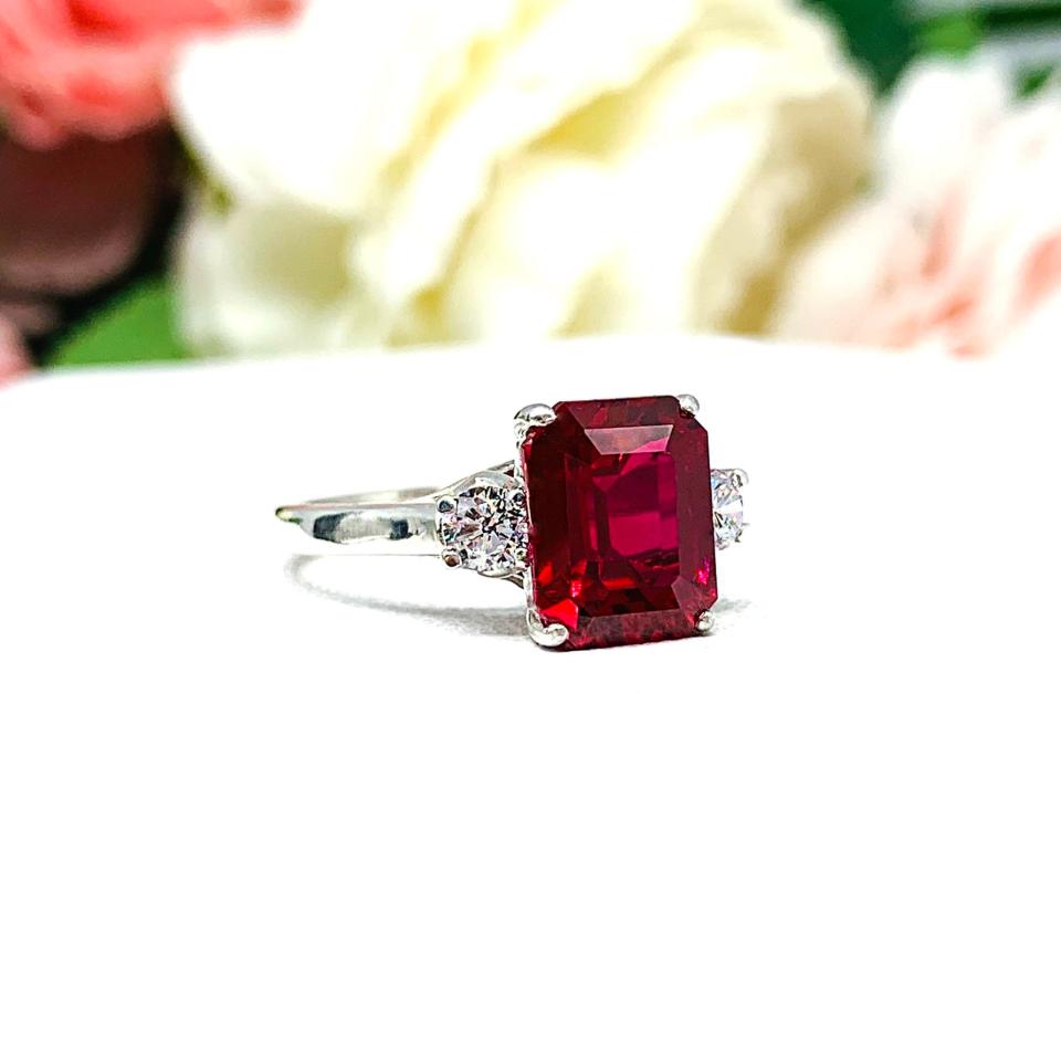 Ruby emerald discount cut ring