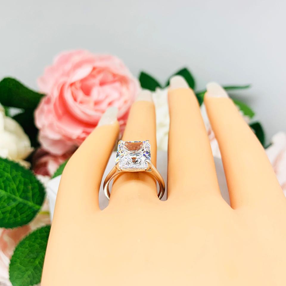 Radiant Cubic Zirconia 12x10mm Engagement Ring