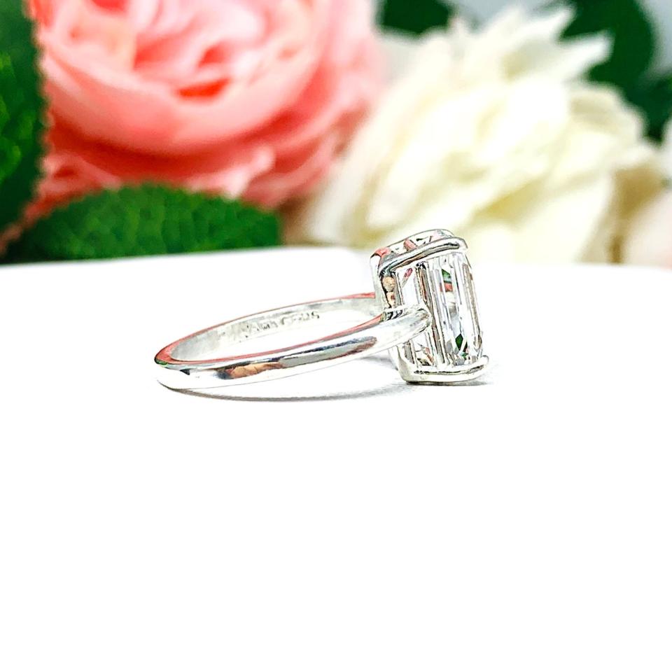 Lab White Sapphire 10x8mm Emerald Cut Ring