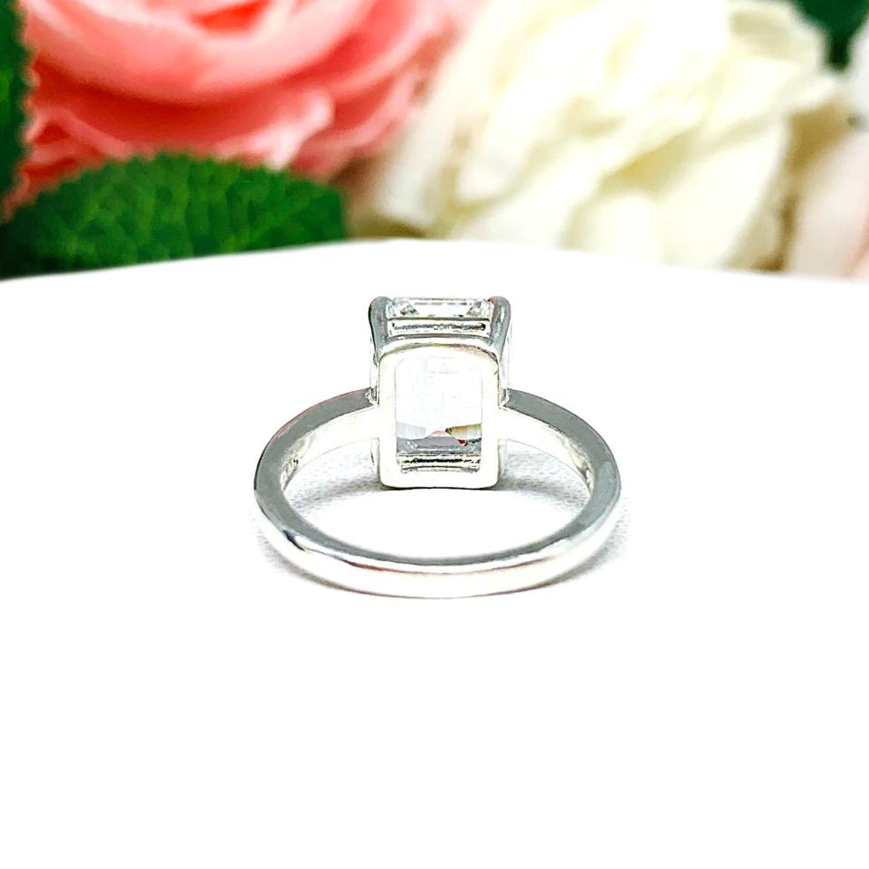 Lab White Sapphire 10x8mm Emerald Cut Ring