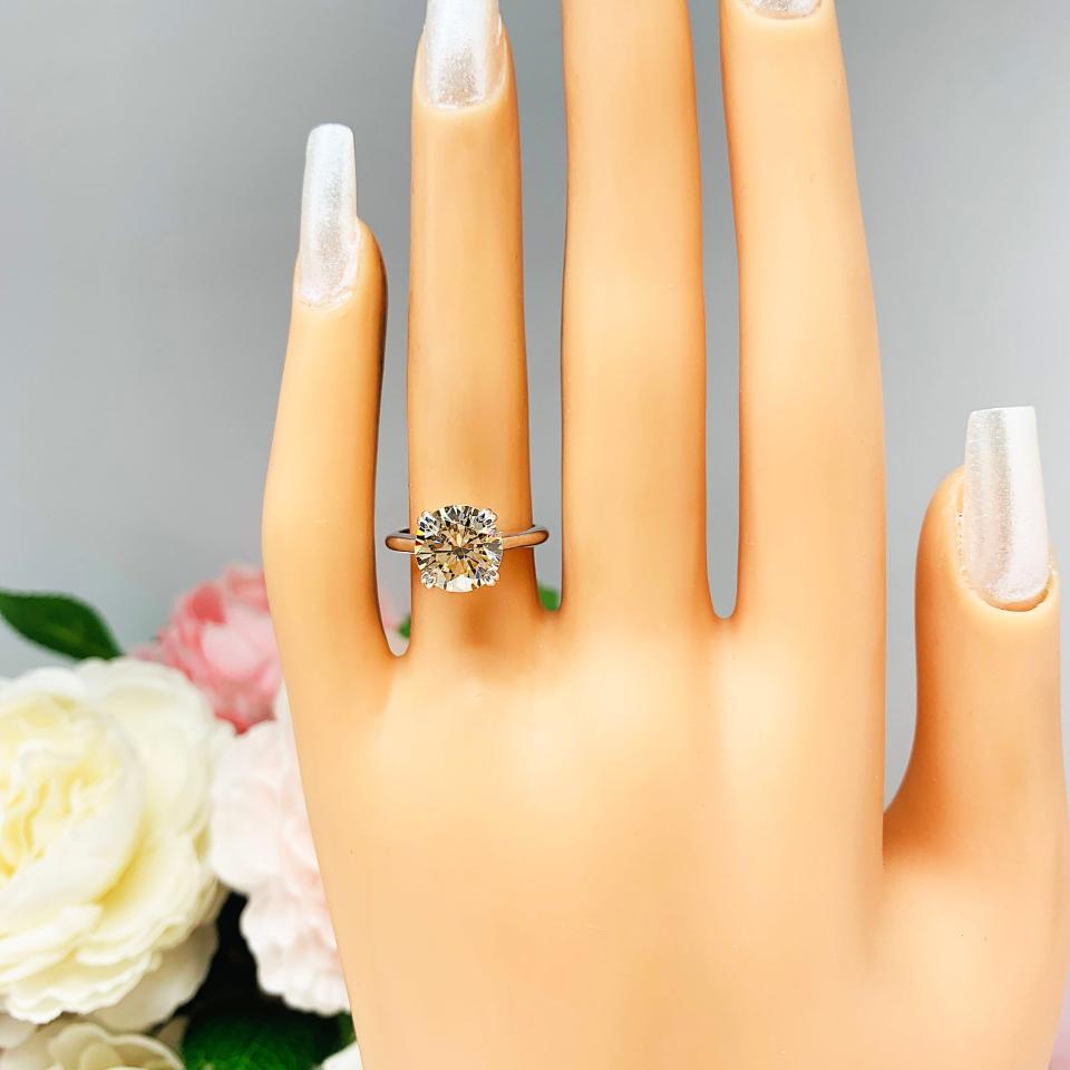 Round Champagne 9mm Cubic Zirconia Engagement Ring