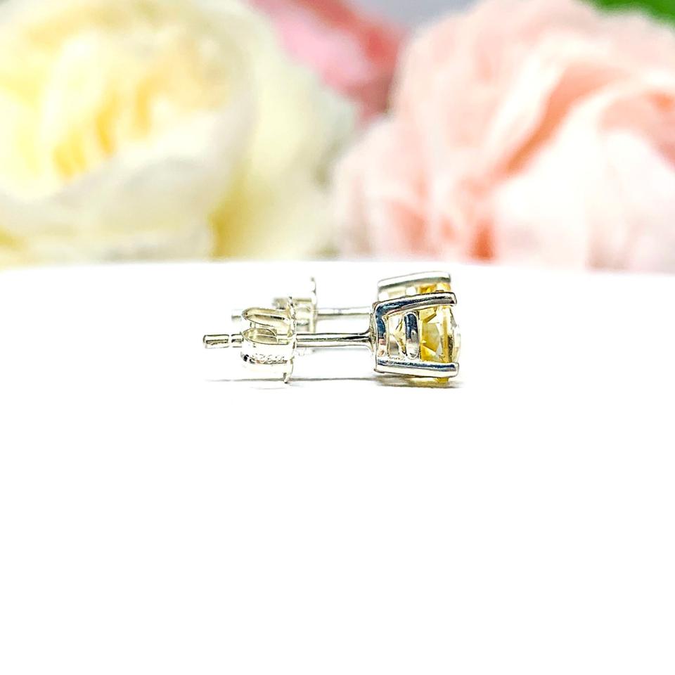 Golden Citrine Stud Earrings - Round 6mm natural gemstones - November birthstone gift