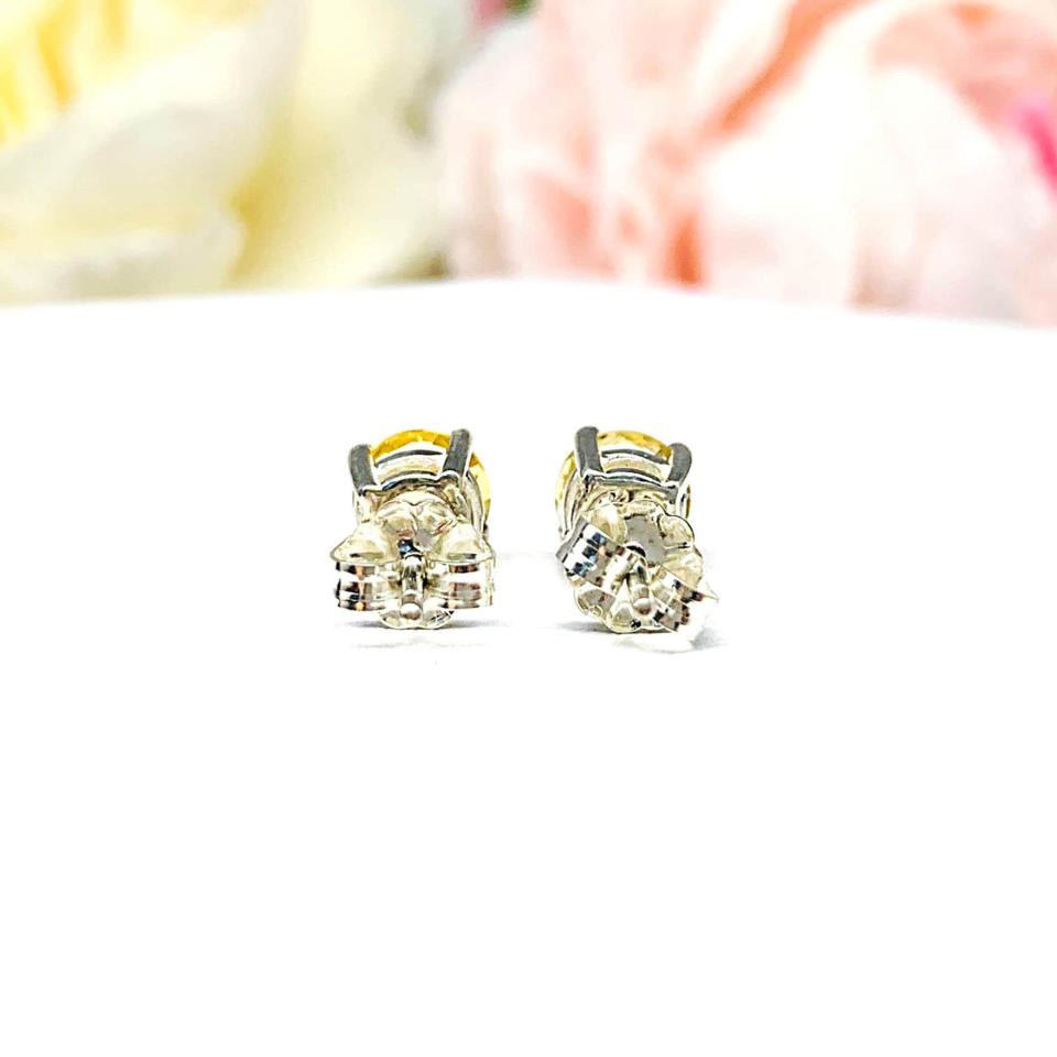 Golden Citrine Stud Earrings - Round 6mm natural gemstones - November birthstone gift
