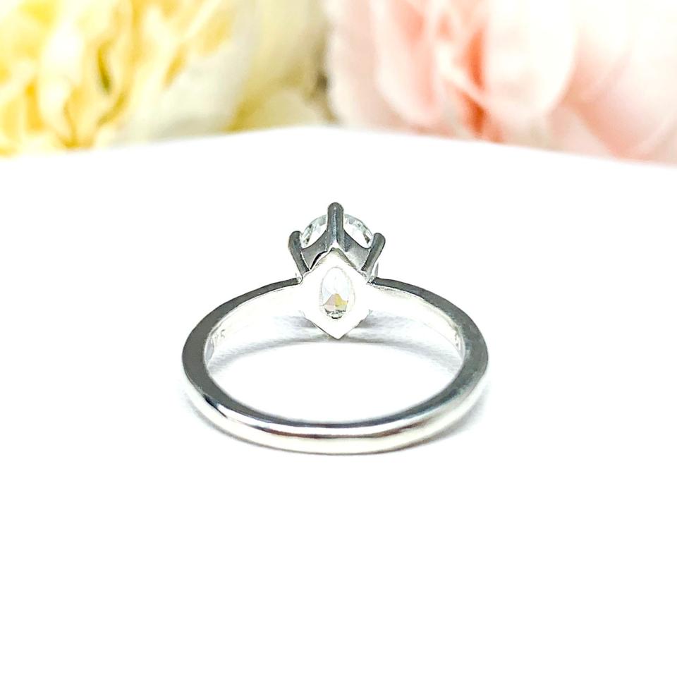 Natural White Topaz Oval Solitaire Ring - 6 prong sterling silver setting