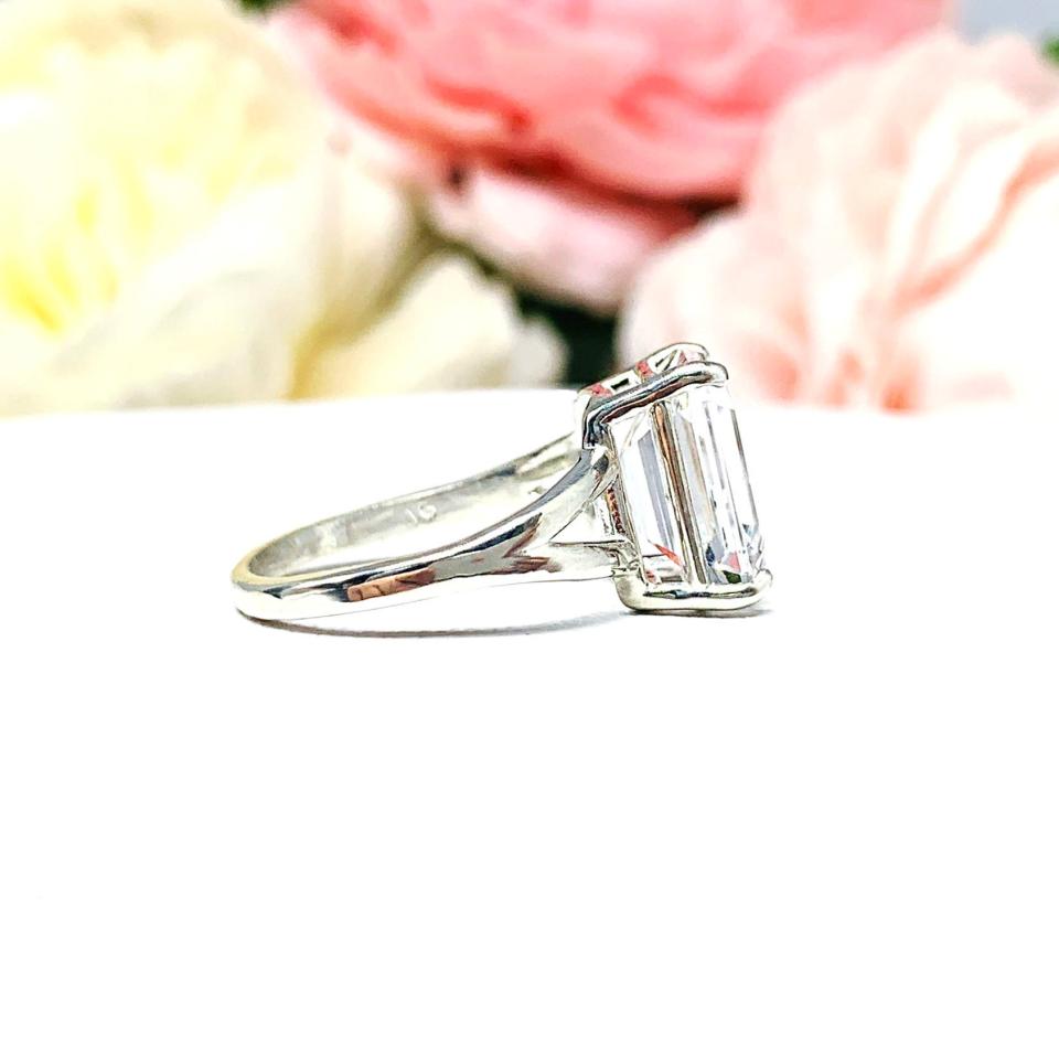 Lab White Sapphire 11x9mm Emerald Cut Ring