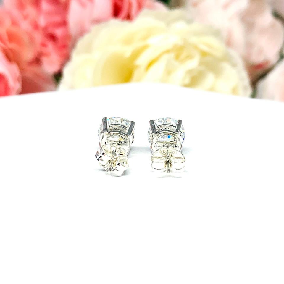 Old European Cut Cubic Zirconia Basket Stud Earrings