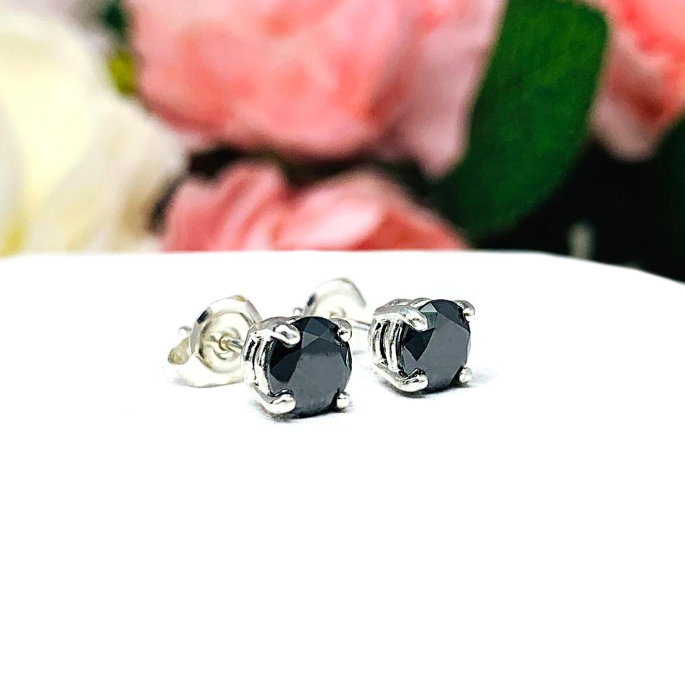 Round Black Moissanite Stud Earrings Authentic