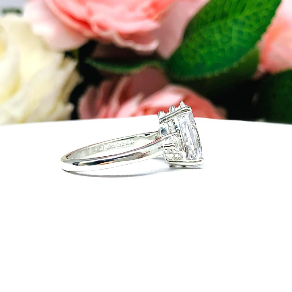 Lab White Sapphire Pear Accented Ring