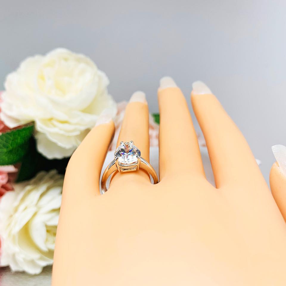 Pear Near Colorless 13x9mm CZ Wide Band Engagement Ring