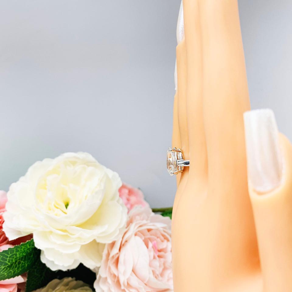 Pear Near Colorless 13x9mm CZ Wide Band Engagement Ring