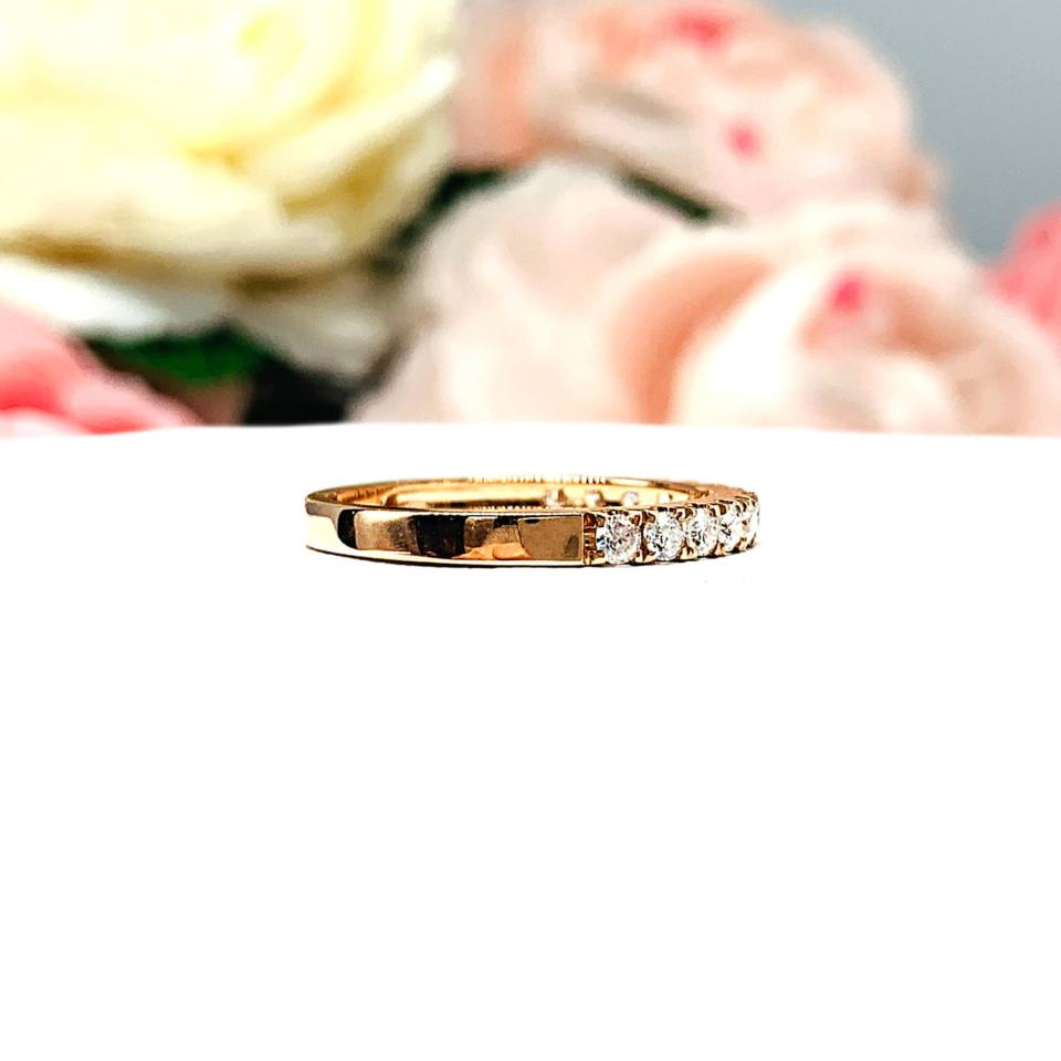 Round Moissanite 2mm Half-Eternity 10k Rose Gold Wedding Band Size 6.5 FINAL SALE