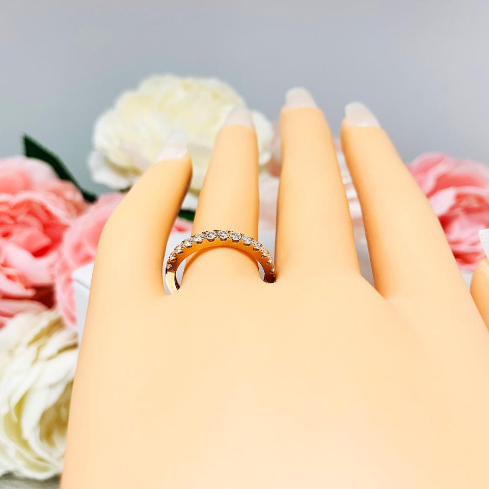 Round Moissanite 2mm Half-Eternity 10k Rose Gold Wedding Band Size 6.5 FINAL SALE