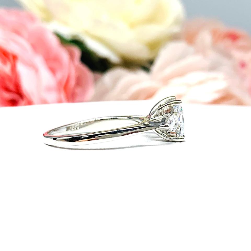 Princess & Pear-Cut CZ 3-Stone Engagement Ring • 7mm, Sterling Silver, Size 8