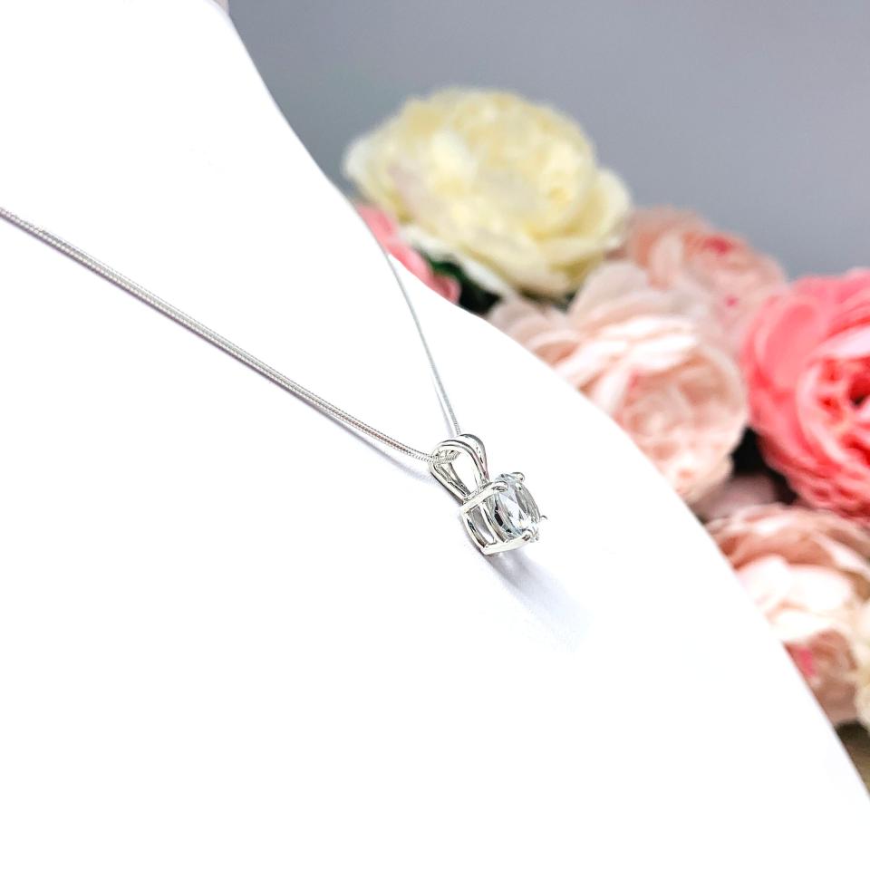 Round White Topaz Pendant - Sterling silver necklace - Three size options