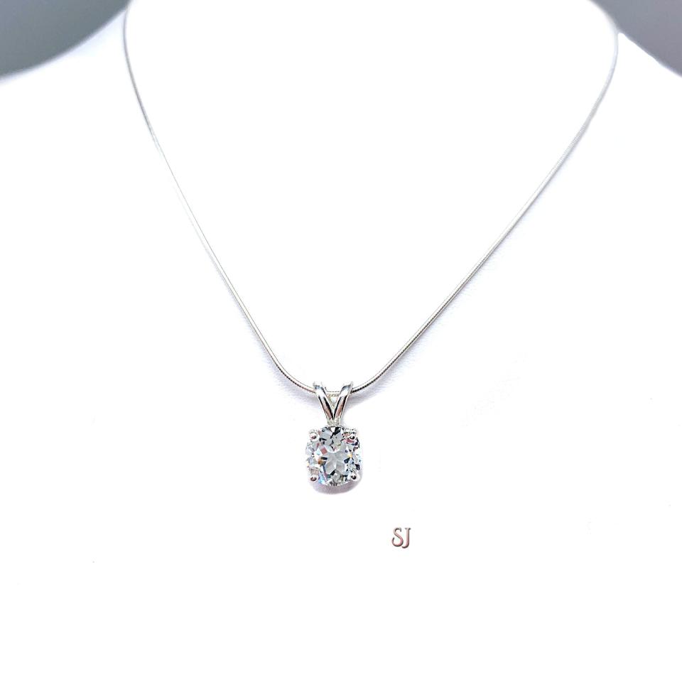 Round White Topaz Pendant - Sterling silver necklace - Three size options