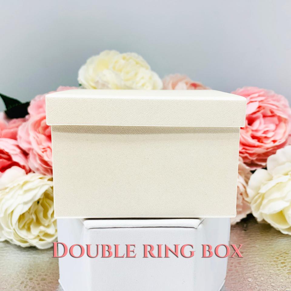 Double Ring Gift Presentation Box - Engagement and Wedding Ring Presentation Box - Shimmer champagne color - Includes ivory color outer box